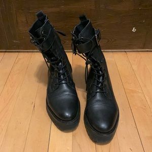 Sam Edelman Junip Black Leather Combat Boot Size 7